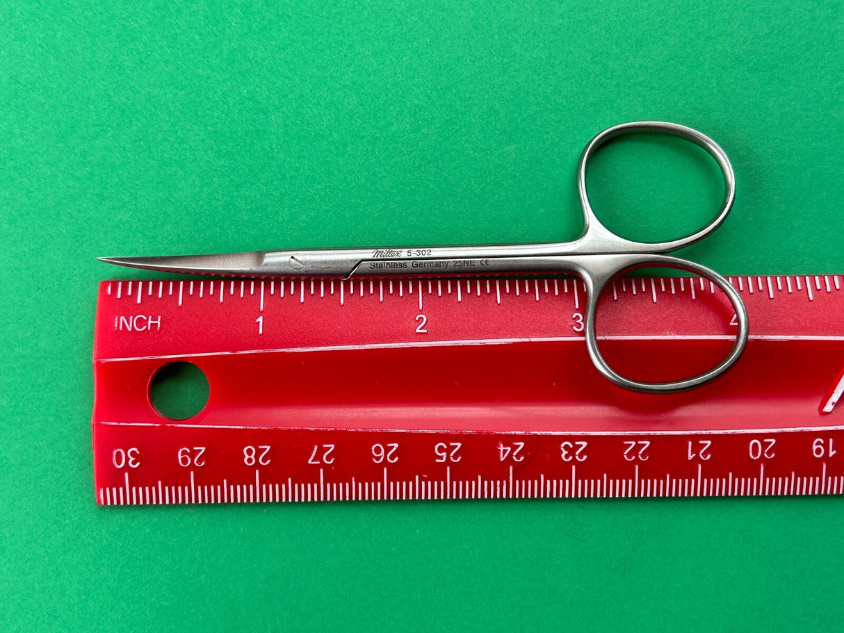 Miltex Surgical 4" Iris Scissors, Curved, Sharp Tip