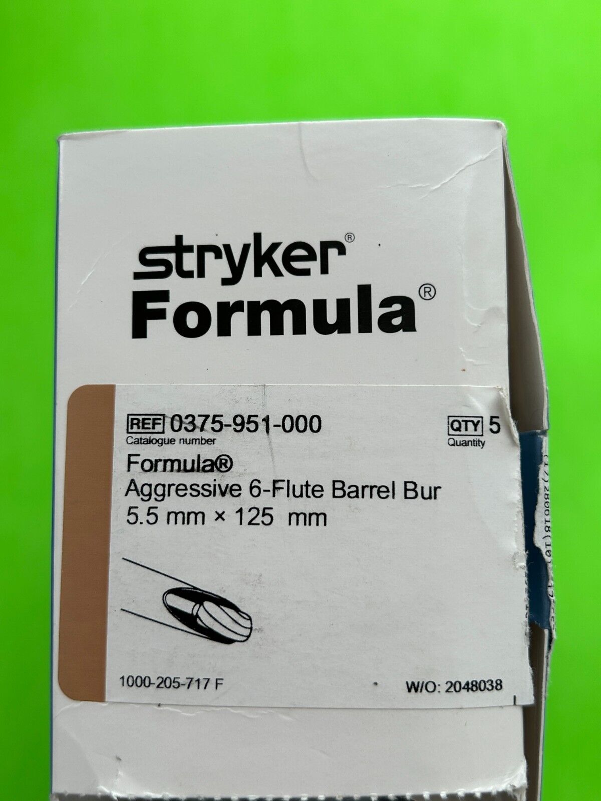 Stryker Formula Surgical Aggressive 6-Flute Barrel Bur 5.5mm x 125mm