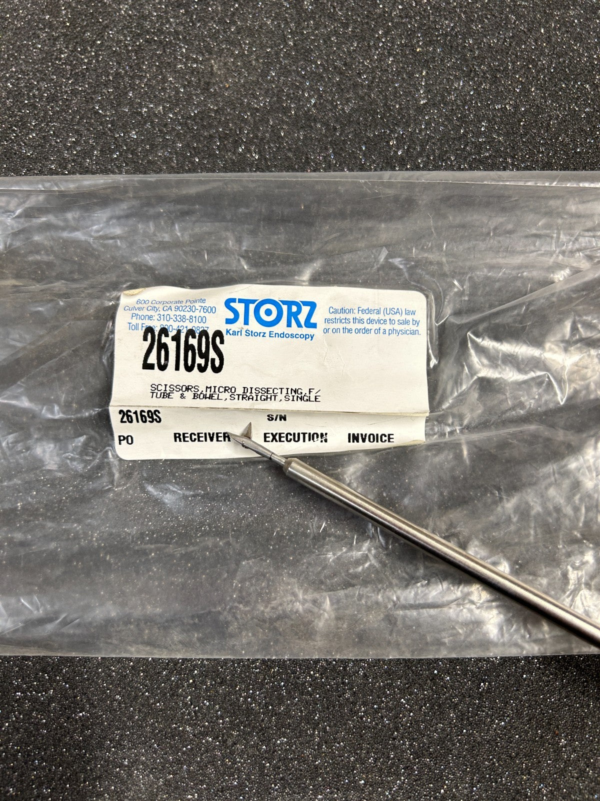 Karl Storz 26169S Single Action Micro Dissecting Scissors, 5.5mm x 33cm
