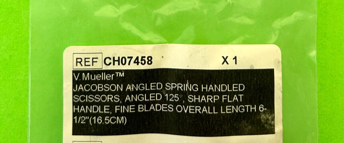 V.Mueller Surgical 6-1/2" Jacobson Angled Spring Handled Scissors, Angled 125°
