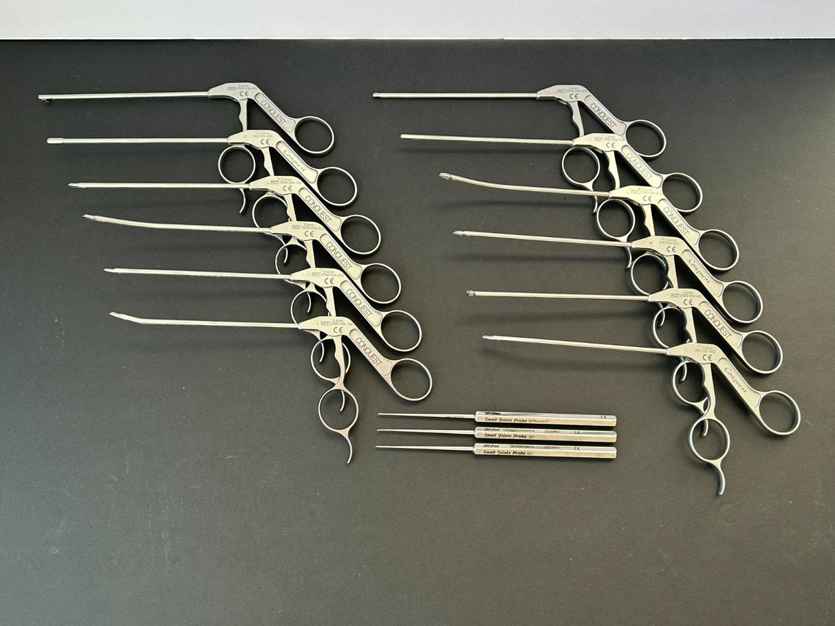 Stryker Conquest Set of 15 Arthroscopic Punches/Graspers/Probes With Tray *NEW*