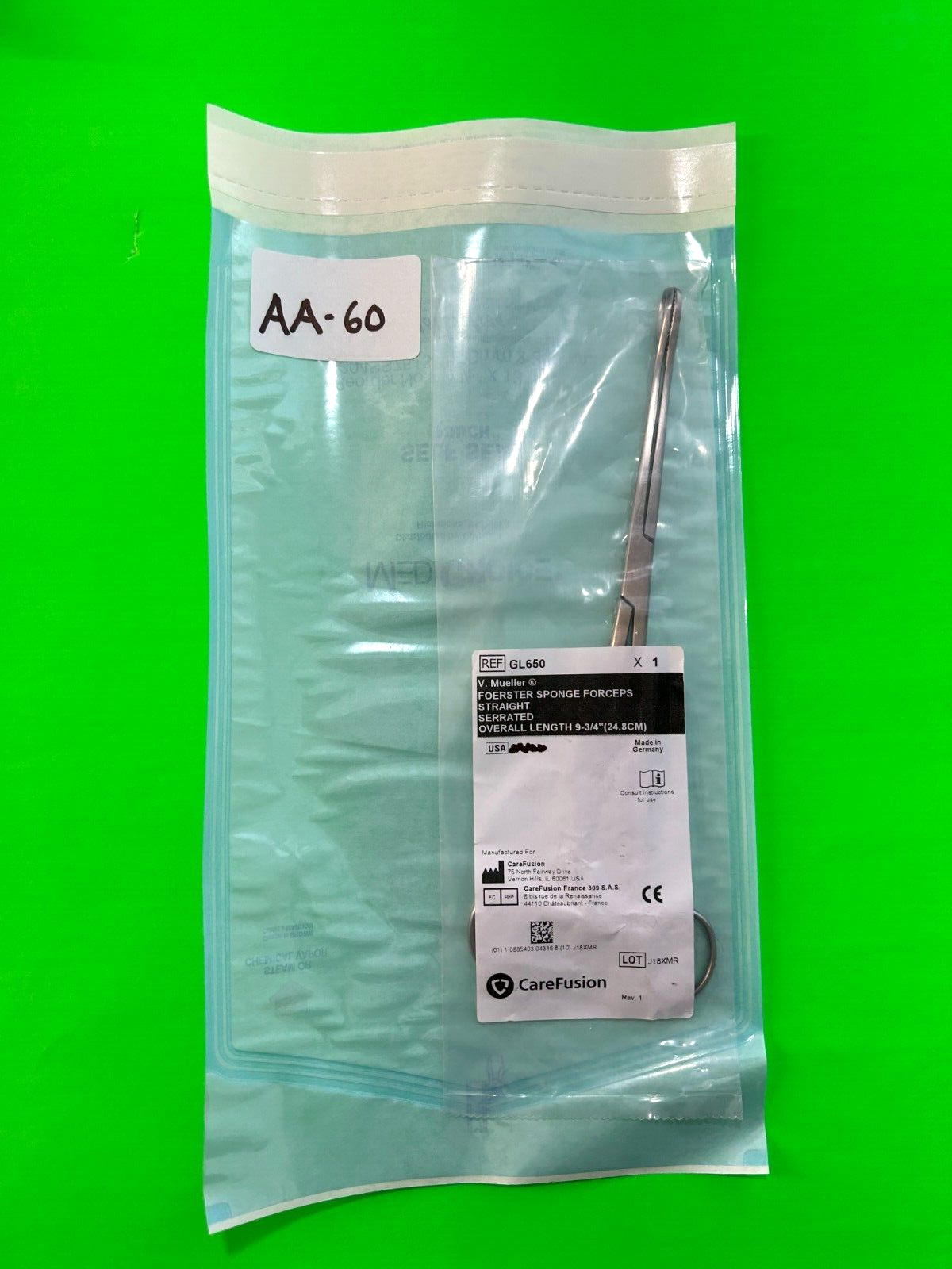 V.Mueller GL650 Foerster Straight Sponge Forceps 9-3/4"