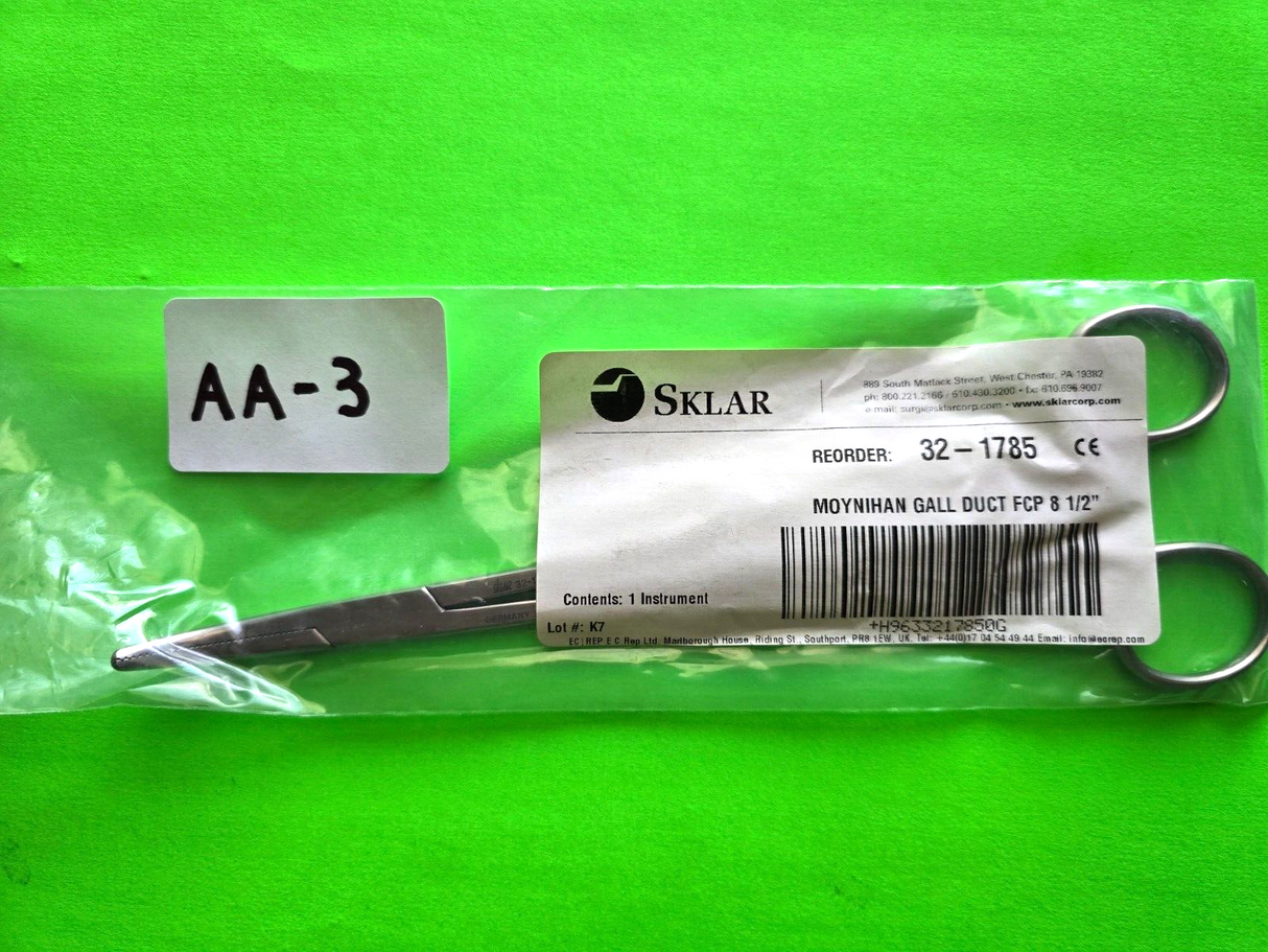 Sklar 32- 1785 Surgical Gall Duct Forcep 8 1/2" Curved Jaws *Excellent*