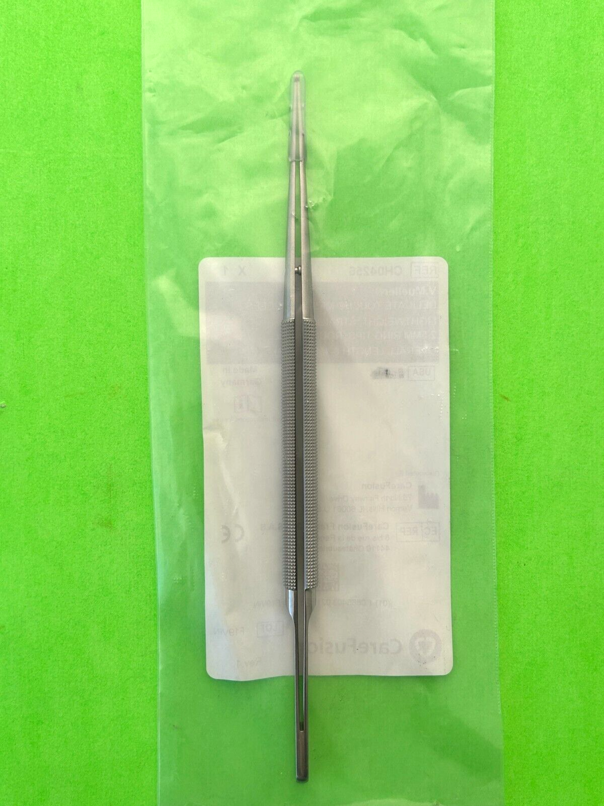 V.Mueller Surgical 8-1/4" Micro Forceps, Diamond Dust, Straight 2.5mm Ring Tip