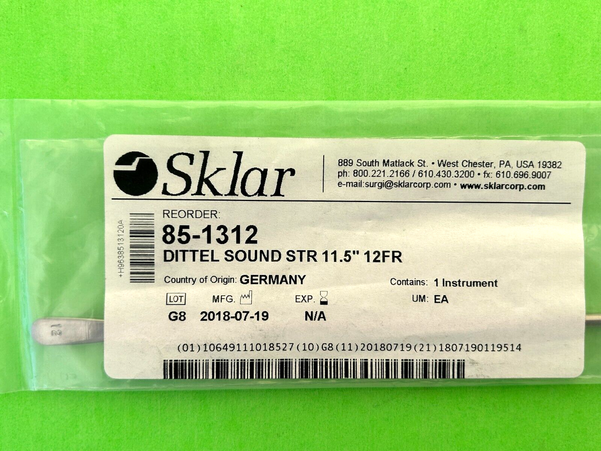 Sklar Surgical 11-1/2" Dittel Urethral Sound Str 12FR