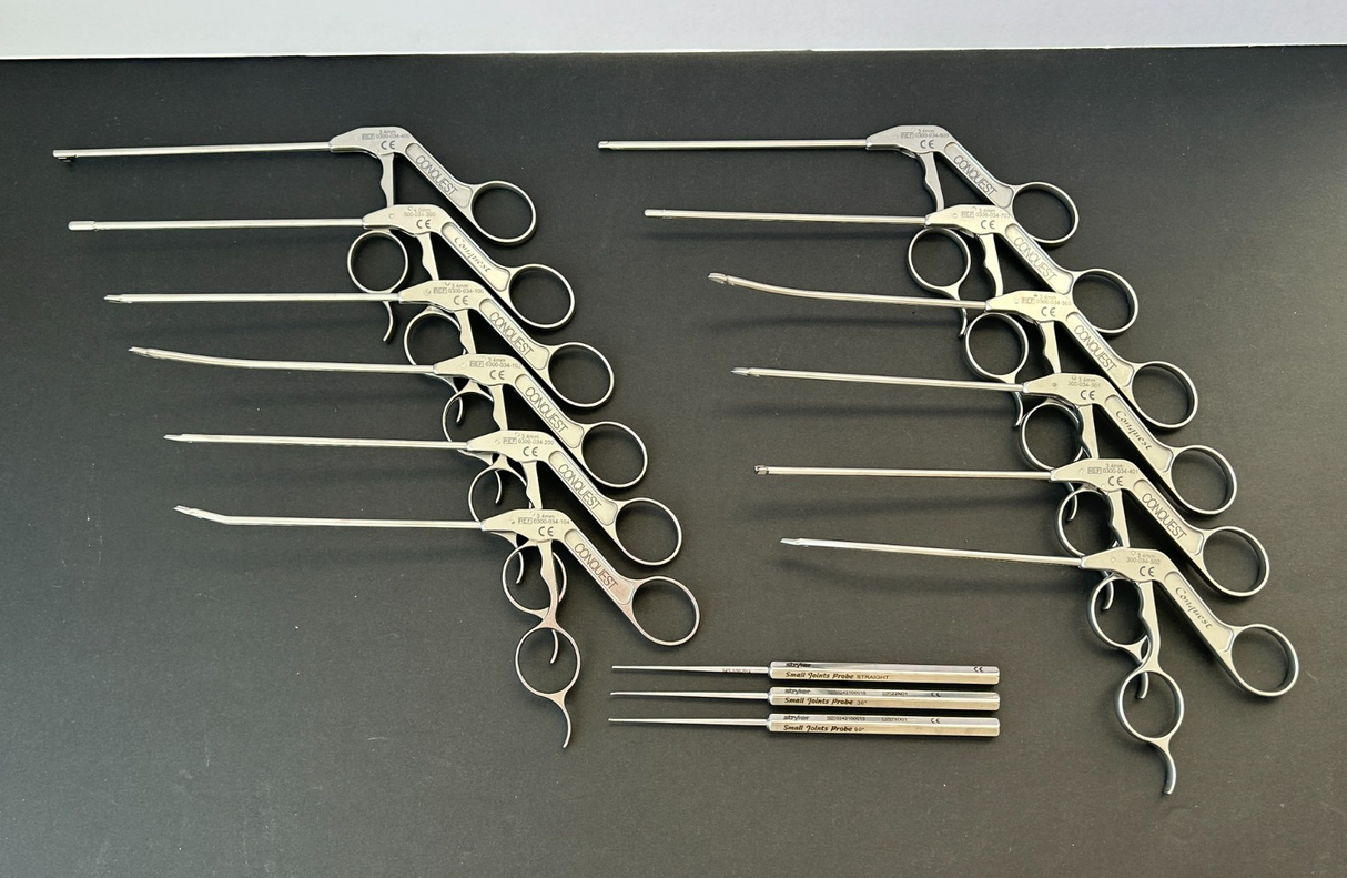 Stryker Conquest Set of 15 Arthroscopic Punches/Graspers/Probes With Tray *NEW*