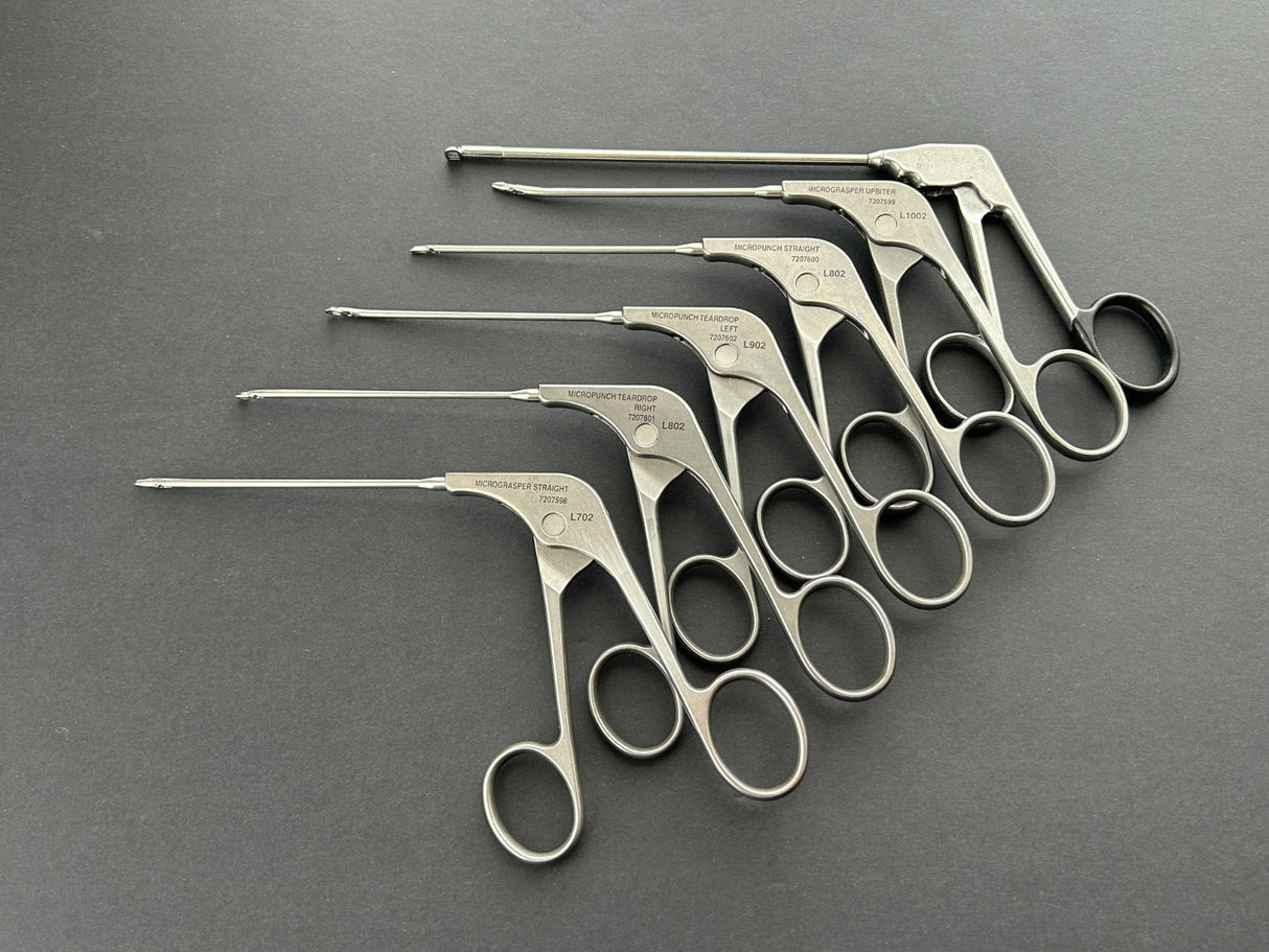 Acufex Set of 6 Micro Arthroscopic Instruments Punch & Graspers With Tray