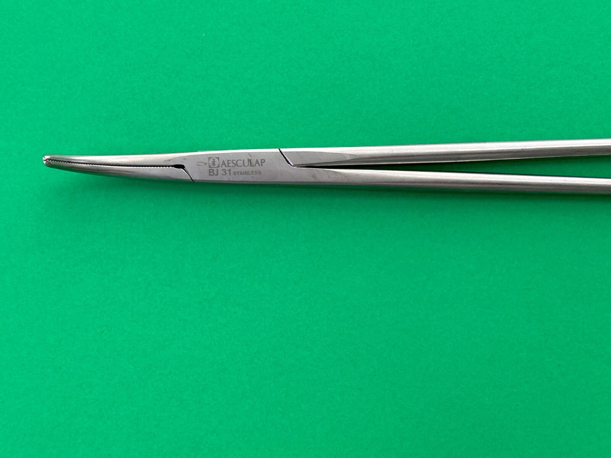 Aesculap Surgical Ligature Forceps, Curved, 10-1/4", Serrated