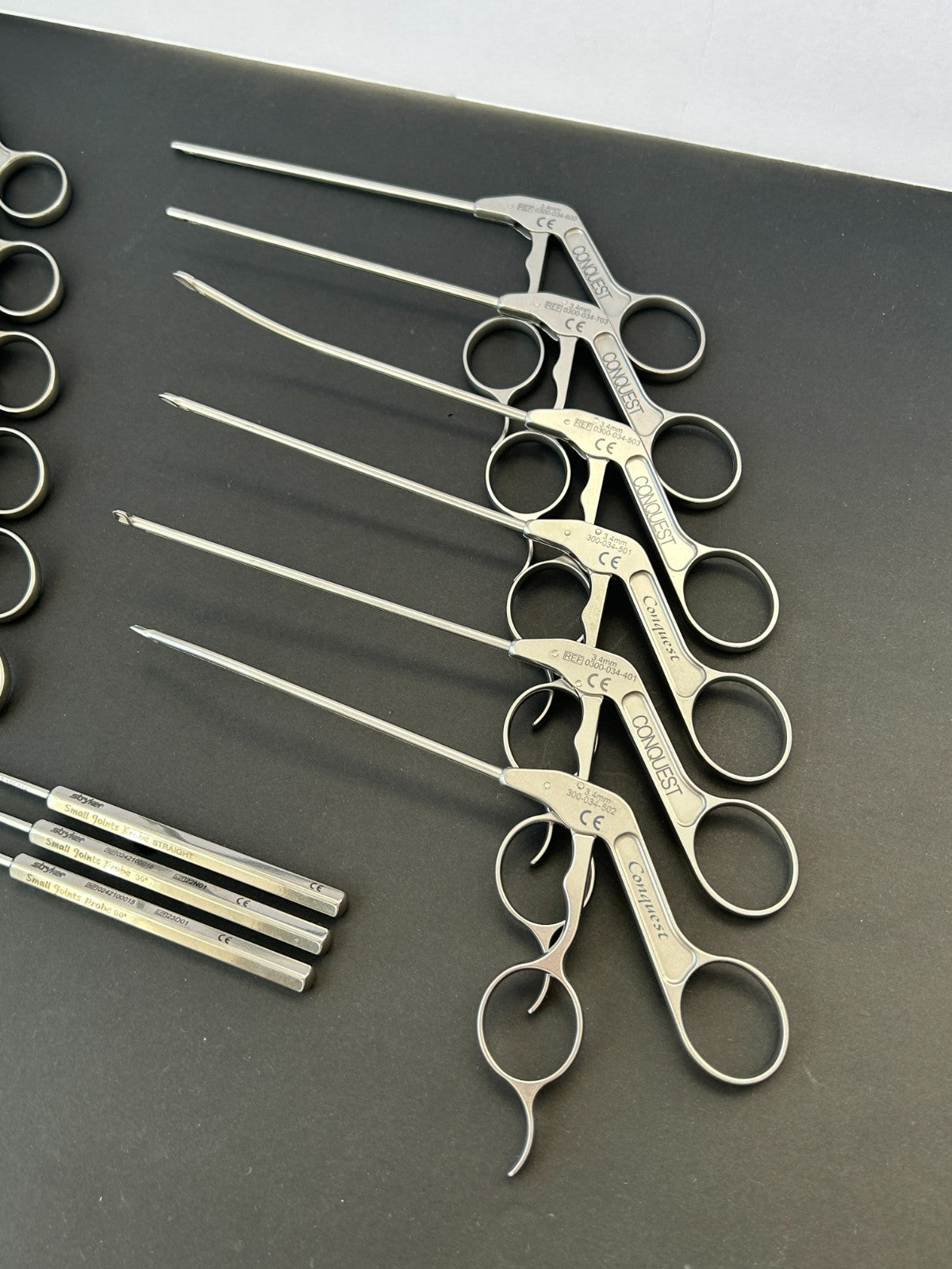 Stryker Conquest Set of 15 Arthroscopic Punches/Graspers/Probes With Tray *NEW*