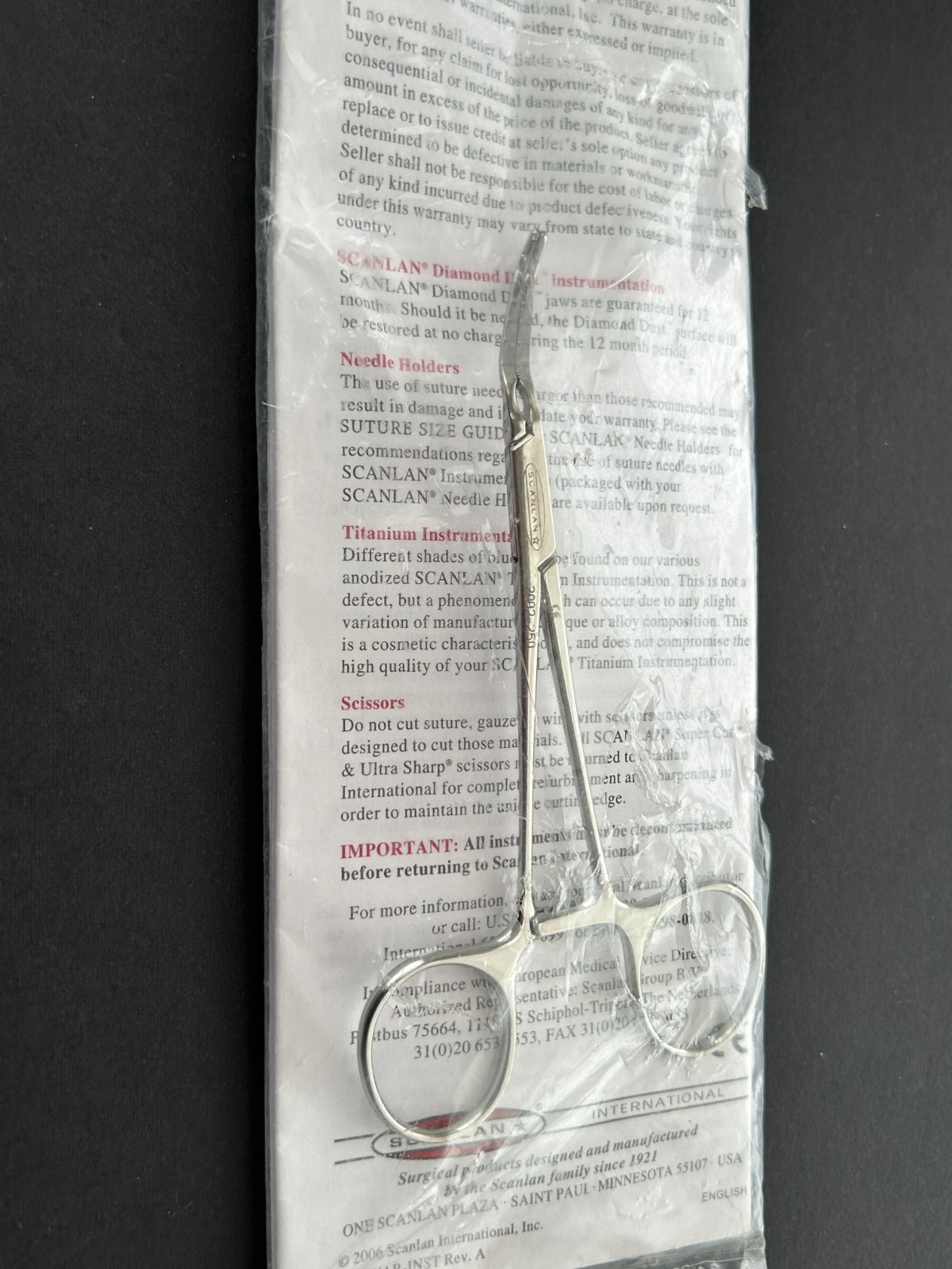 Scanlan 2002-250 Kitzmiller Clamp Right Angle 5-1/4" Atraumatic Kaw