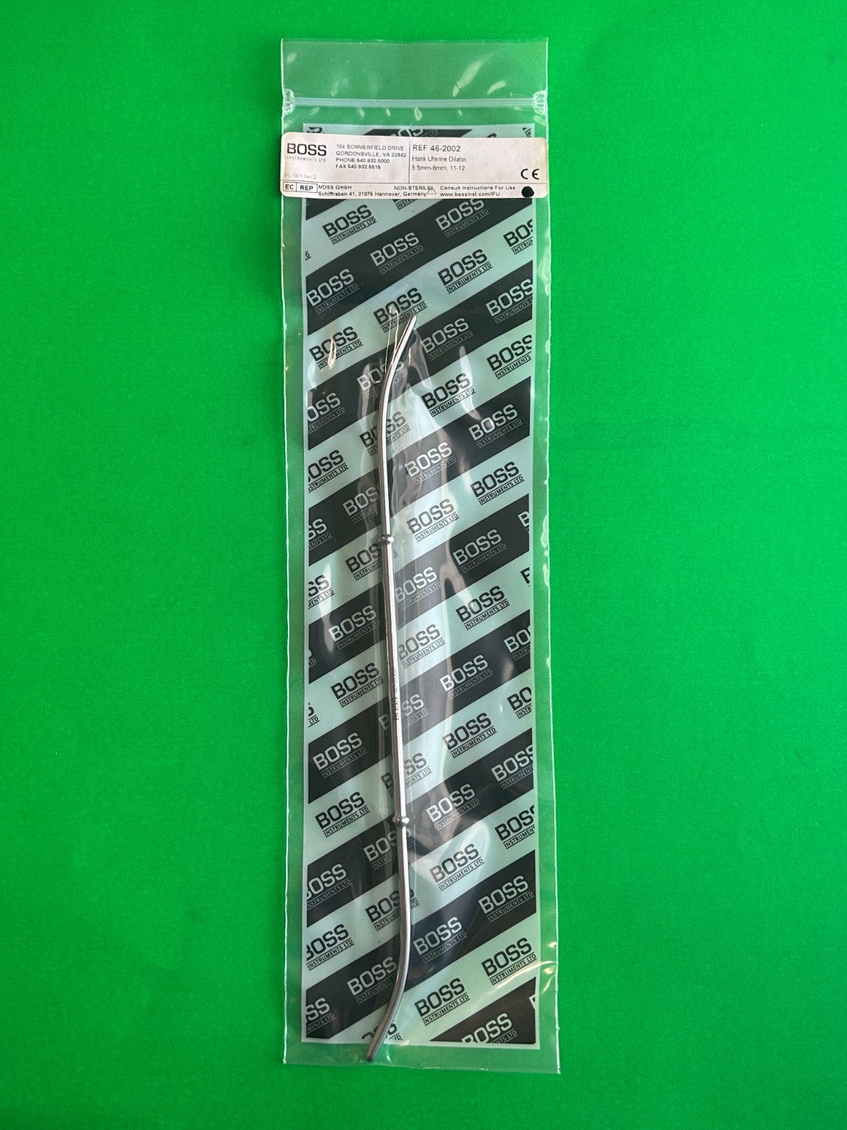 Boss 46-2002 Hank Uterine Dilator 5.5mm - 6mm, 11 - 12