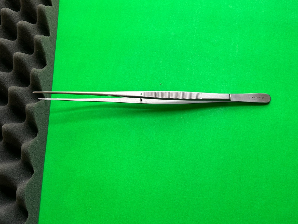 Pilling 35-1858 Debakey Tissue Forceps Straight 1mm Tip, 7-3/4"