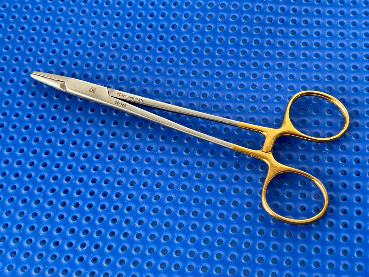 Symmetry Surgical 32-120 Needle Holder; Mayo-Hegar; Tungsten Carbide; 6 1/4 in