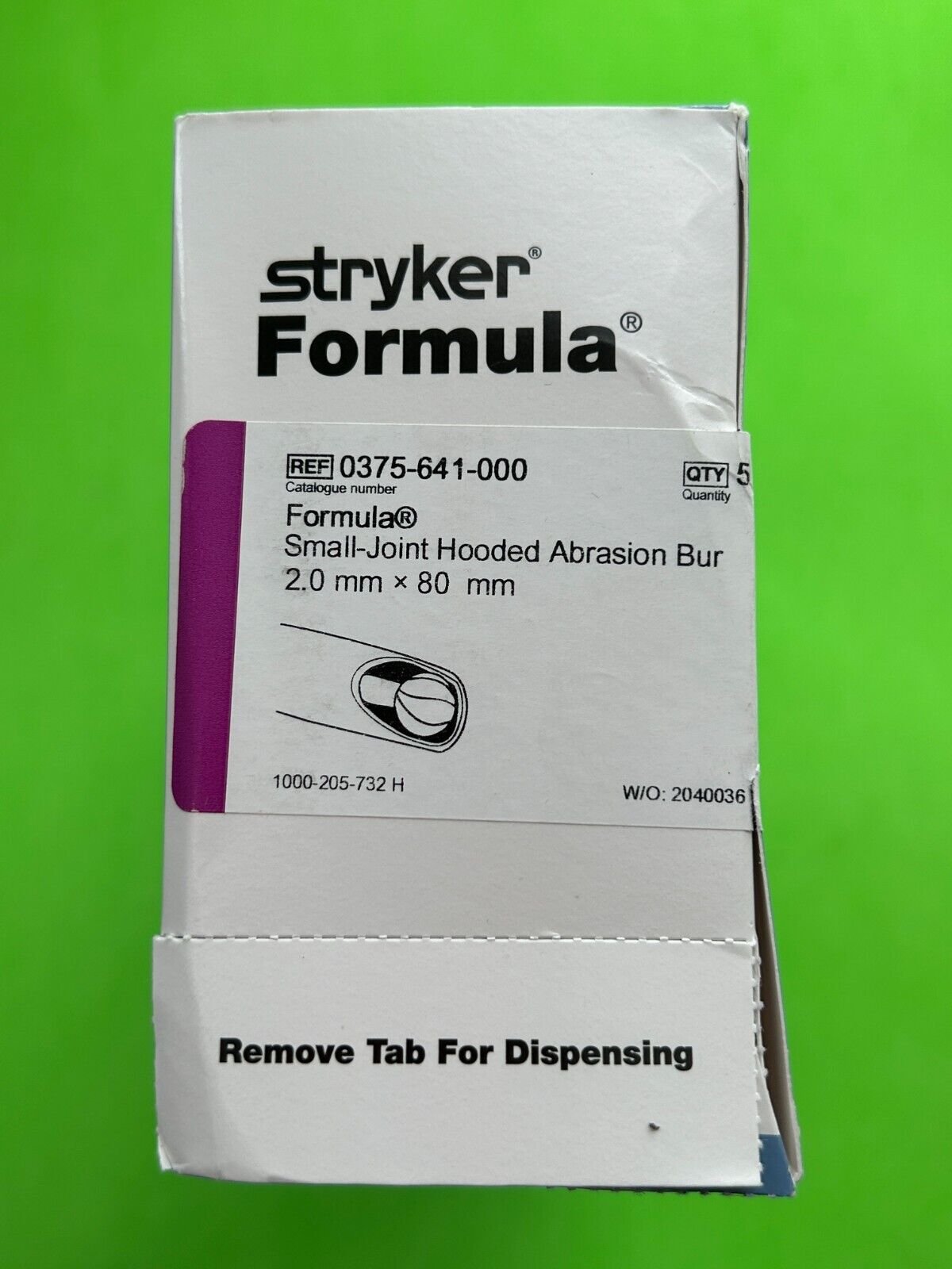 Stryker Formula Surgical Small-Joint Hooded Abrasion Bur 2.0mm x 80mm