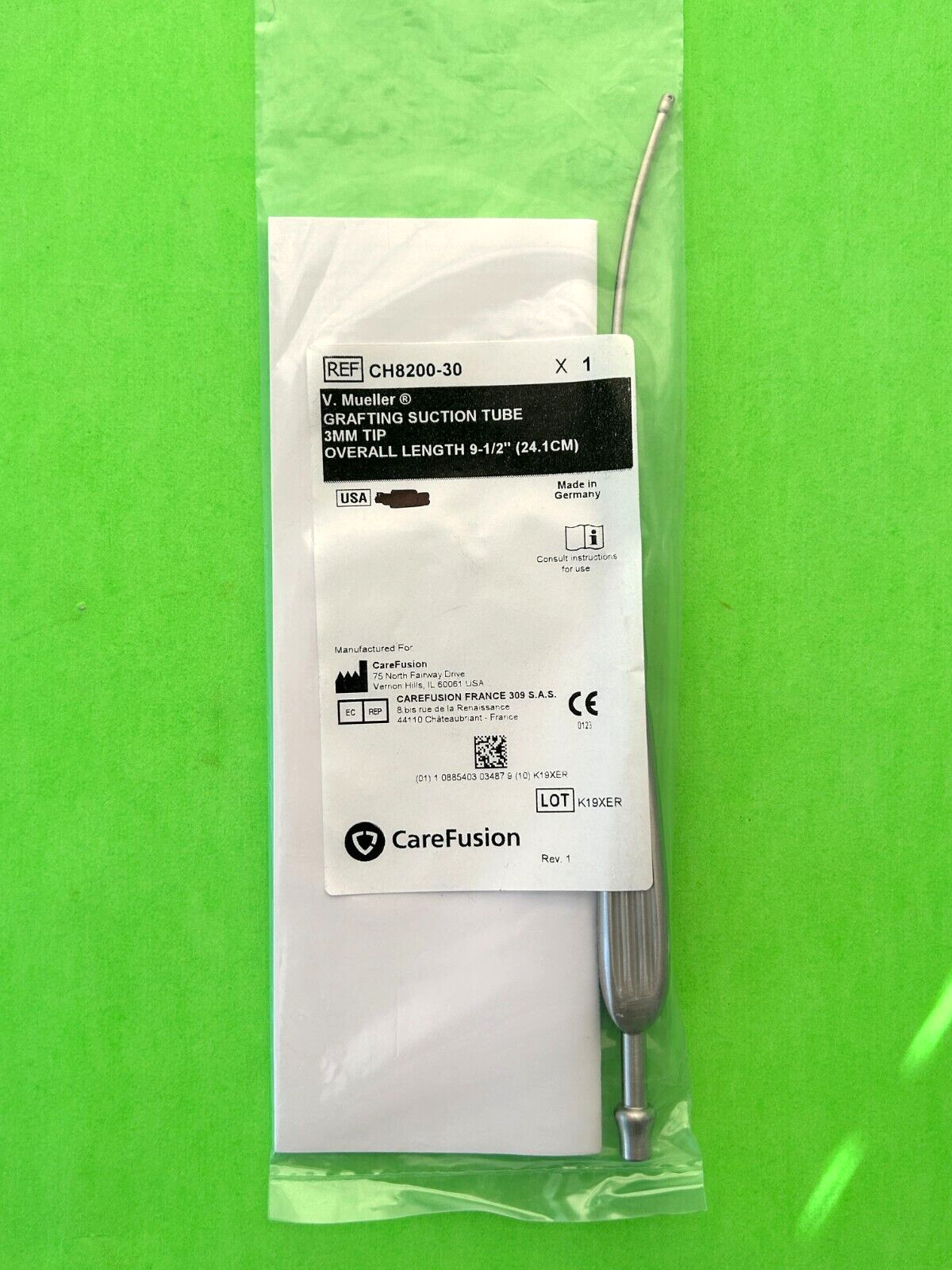 V.Mueller Surgical 9-1/2" Grafting Suction Tube 3mm Tip