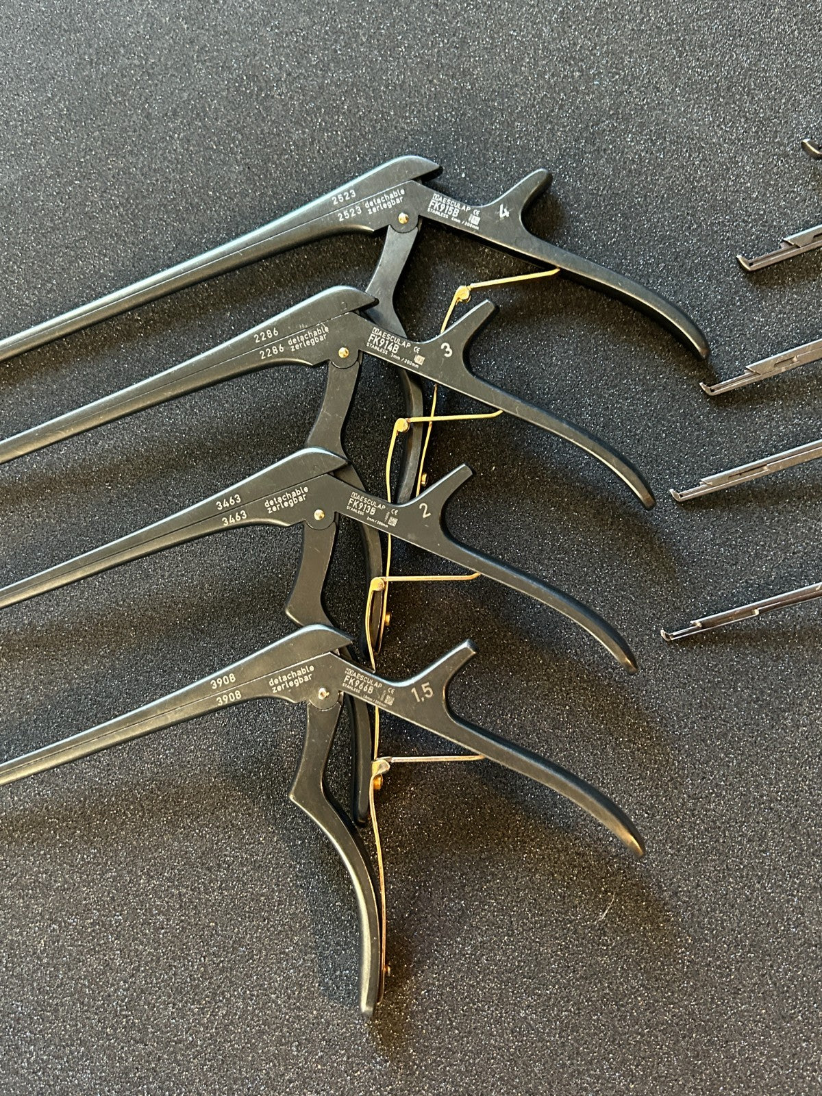 Set of 9 Aesculap & Medtronic Kerrison Rongeur/Punch 40° 1mm-5mm Spine/Neuro