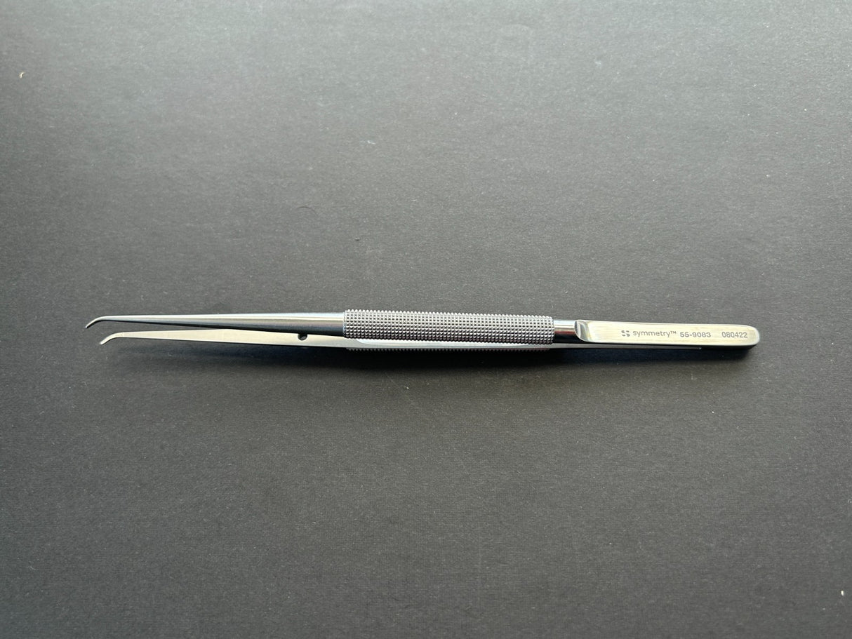 Symmetry 55-9083 Micro Tissue Forcep, Curved, Round Handle w/Platform, 7 1⁄8"