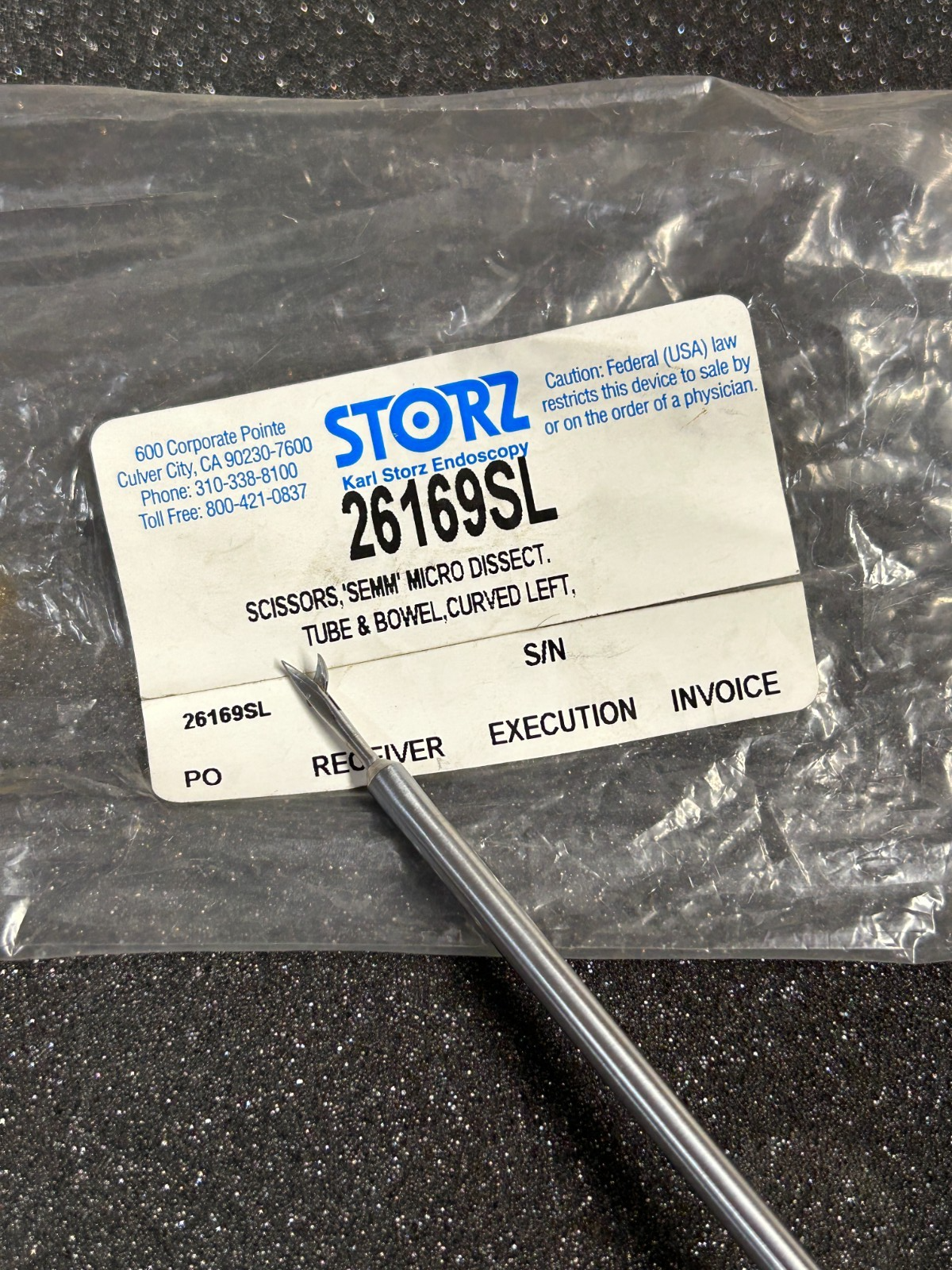 Karl Storz 26169SL Micro Semm Scissors Curved Left 5mm x 33cm Sharp Laparoscopy