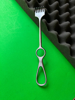 Pilling 164406 Volkmann 6 Prong Retractor, Sharp, 1 1/8" (3.0cm) width blade