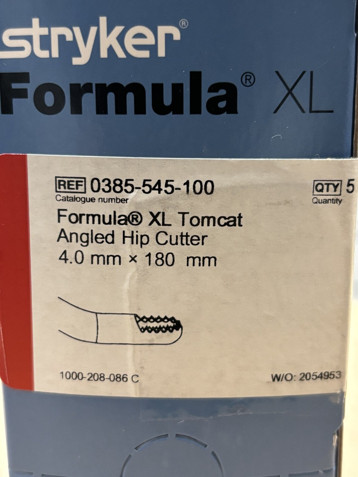 Box Of 5 Stryker Formula XL Tomcat Angled Hip Cutter (4.0mm x 180mm)