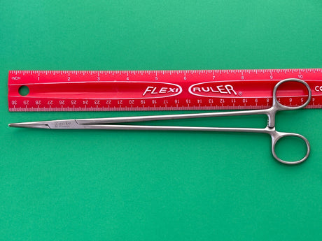 Aesculap Surgical Ligature Forceps, Curved, 10-1/4", Serrated