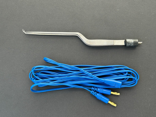 V.Mueller NL1873  Bayonet Angled Bipolar Forceps 0.5mm x 20cm W/ Free Cable