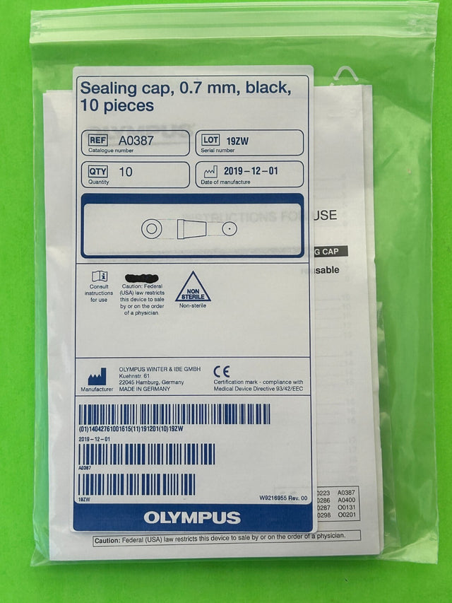 Olympus Surgical AO387 Sealing Cap, 0.7mm, Black, 10 pieces