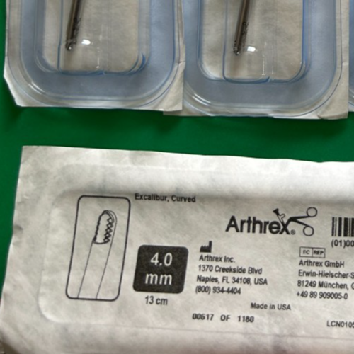 Arthrex Shaver Blades Excalibur Curved, 4mm x 13cm (5 Blades Per Order) IN DATE