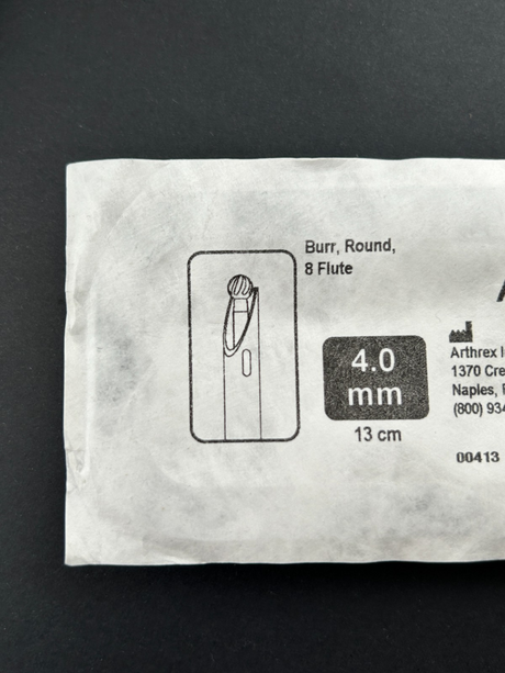 Arthrex Shaver Blades Burr, Round, 8 Flute, 4.0 mm x 13 cm IN DATE 5 Per Order