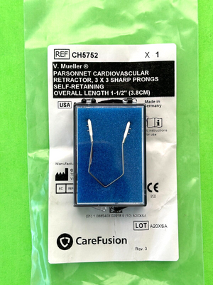 V.Mueller Surgical 1-1/2" Parsonnet Cardiovascular Retractor, 3x3 Prong