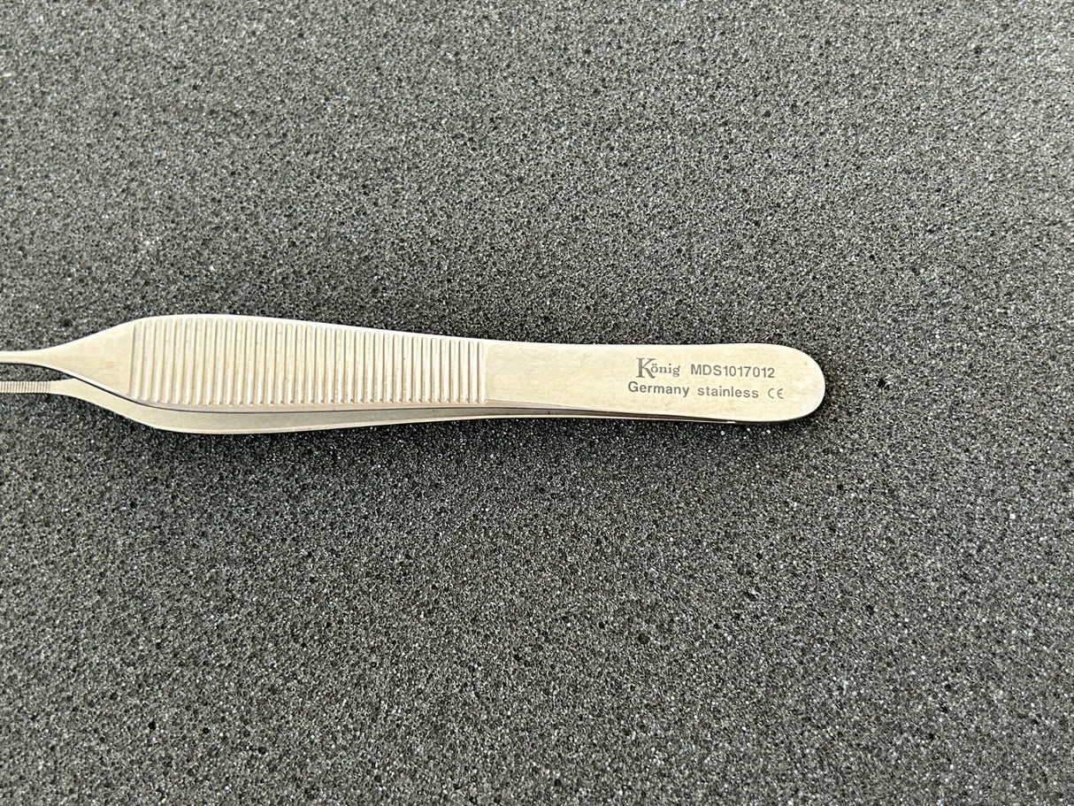 Konig MDS1017012 Adson Serrated Dressing Forceps, Micro, 4.75"