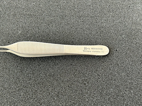 Konig MDS1017012 Adson Serrated Dressing Forceps, Micro, 4.75"