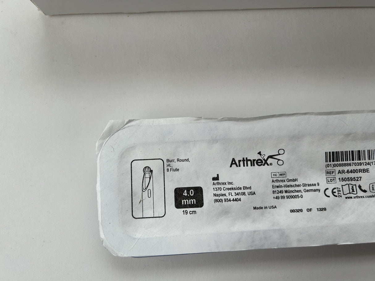 Arthrex Shaver Burr/Blade, Round, HL, 8 Flute, 4.0 mm x 19 cm IN DATE