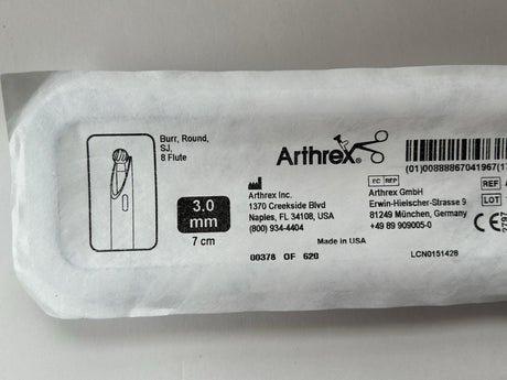 Arthrex Shaver Burr/Blade Round, SJ, 8 Flute, 3.0 mm IN DATE