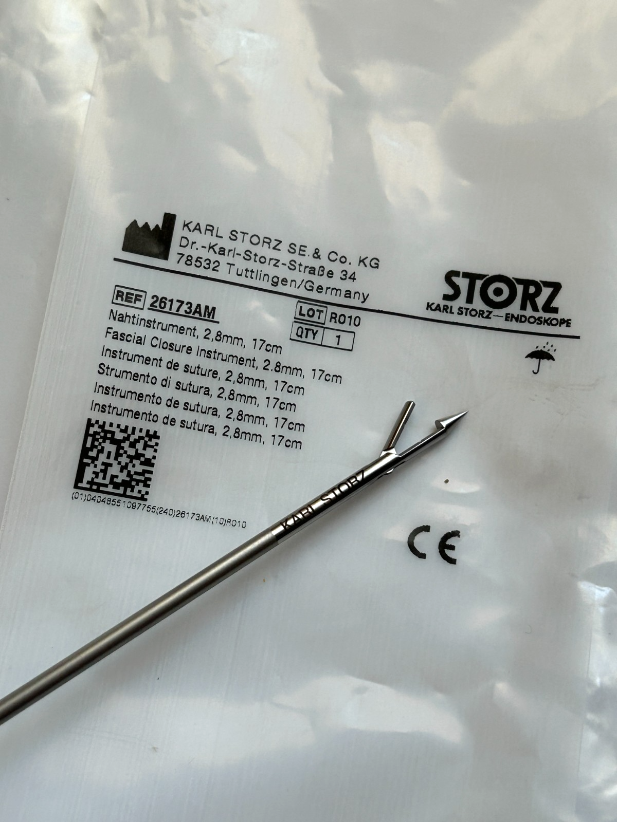Karl Storz 26173AM Closure Instrument, 2.8mm, 17cm