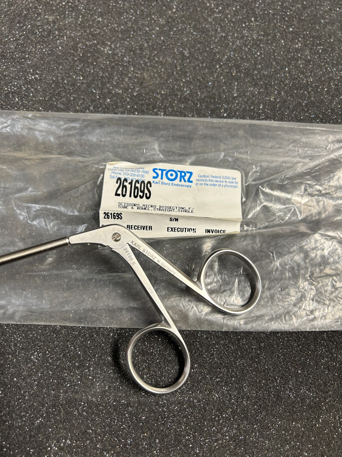 Karl Storz 26169S Single Action Micro Dissecting Scissors, 5.5mm x 33cm