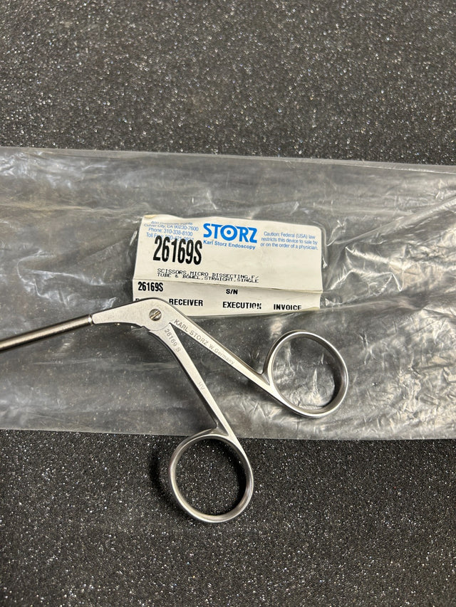 Karl Storz 26169S Single Action Micro Dissecting Scissors, 5.5mm x 33cm