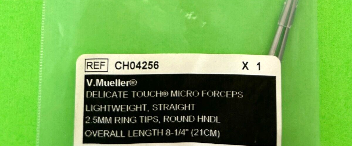V.Mueller Surgical 8-1/4" Micro Forceps, Diamond Dust, Straight 2.5mm Ring Tip
