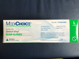 Box of 100 ~ LARGE Stretch Vinyl EXAM GLOVES Powder-Free LATEX-Free MEDI CHOICE