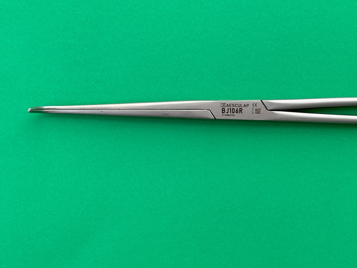 Aesculap Surgical Ligature Forceps, curved, 8 1/4", serrated