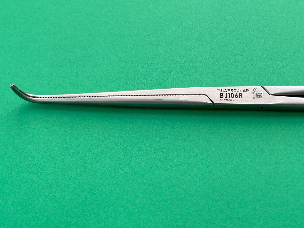 Aesculap Surgical Ligature Forceps, curved, 8 1/4", serrated