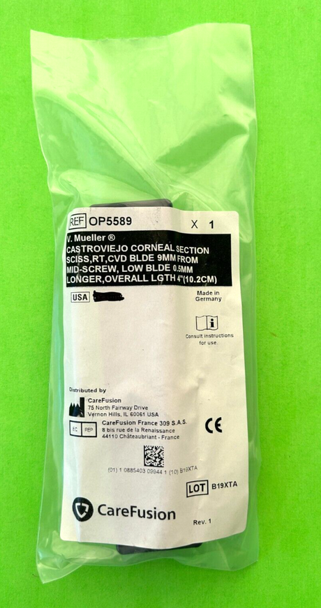 V.Mueller Surgical 4" Castroviejo Corneal Section Scissors, RT CVD