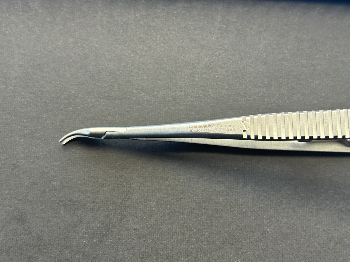KLS Martin 20-307-14-07 Microneedle holder curved, with ratchet, 14.5 cm