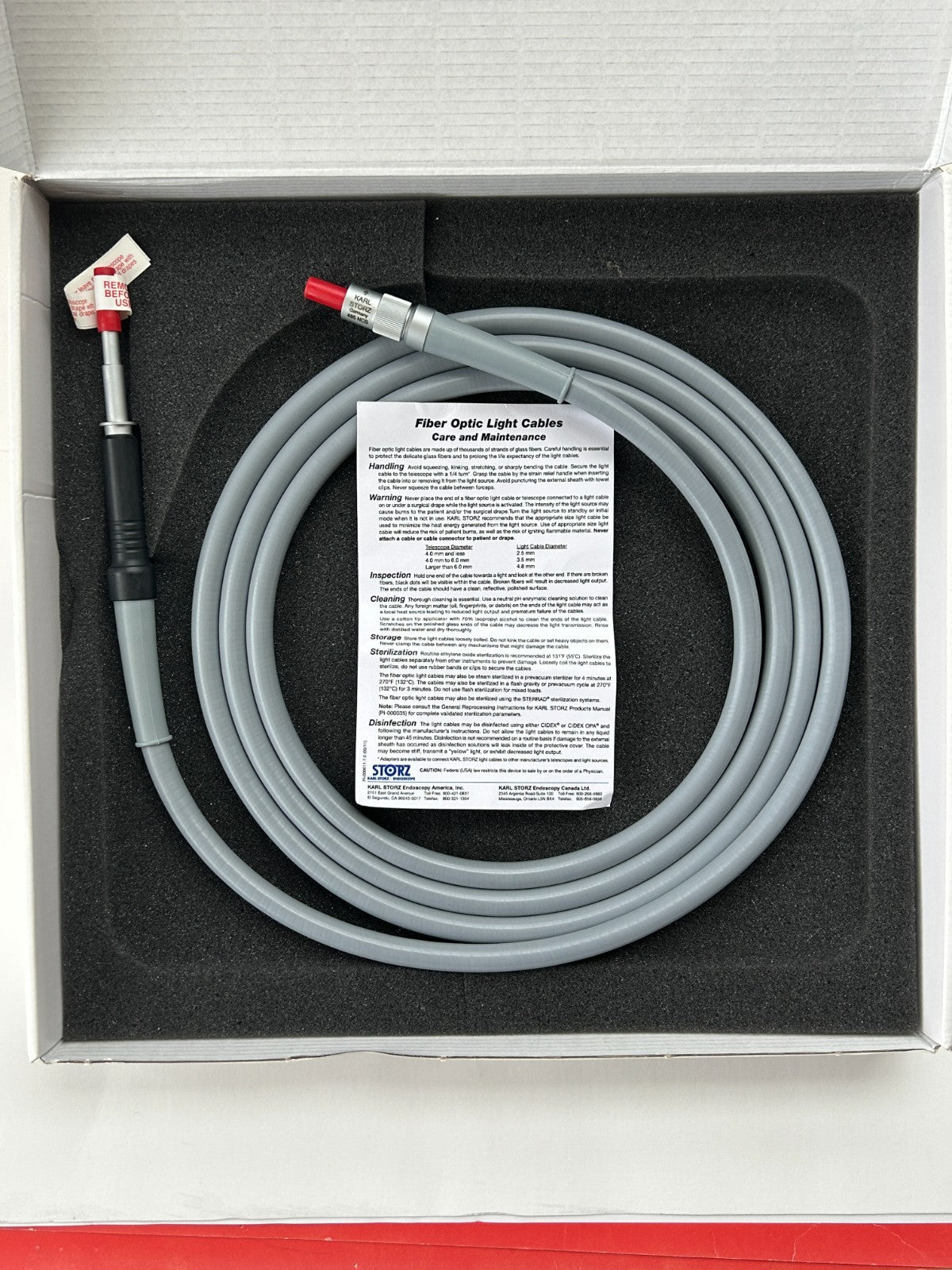 Karl Storz 495NCS Fiber Optic Light Cable 4.8mm x 250cm