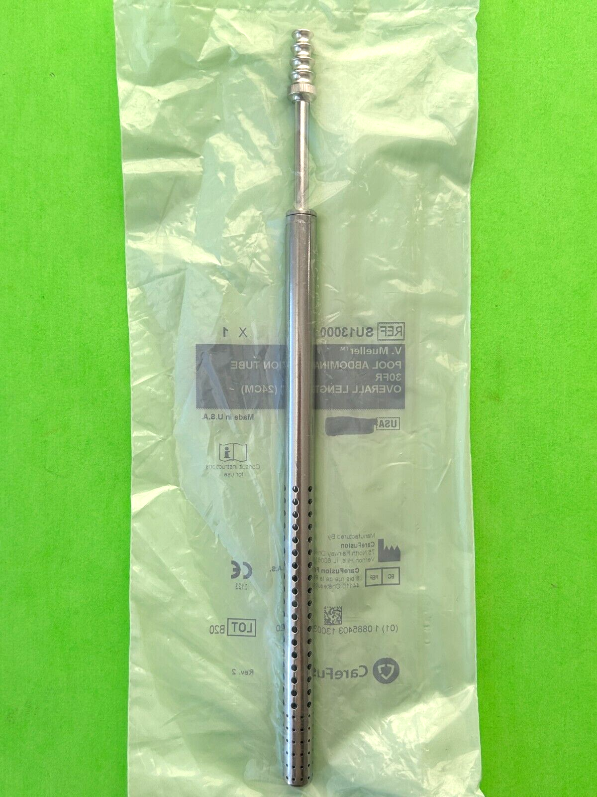 V.Mueller Surgical 9-1/2" Pool Abdominal Suction Tube 30FR