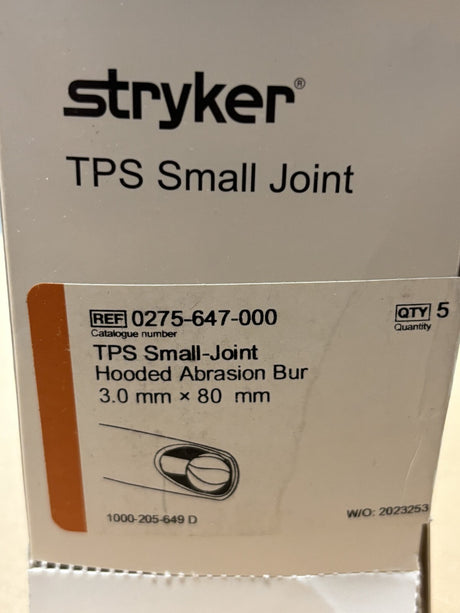 Box Of 5 Stryker Formula TPS Small-Joint Hooded Abrasion Bur (3.0mm x 80mm)
