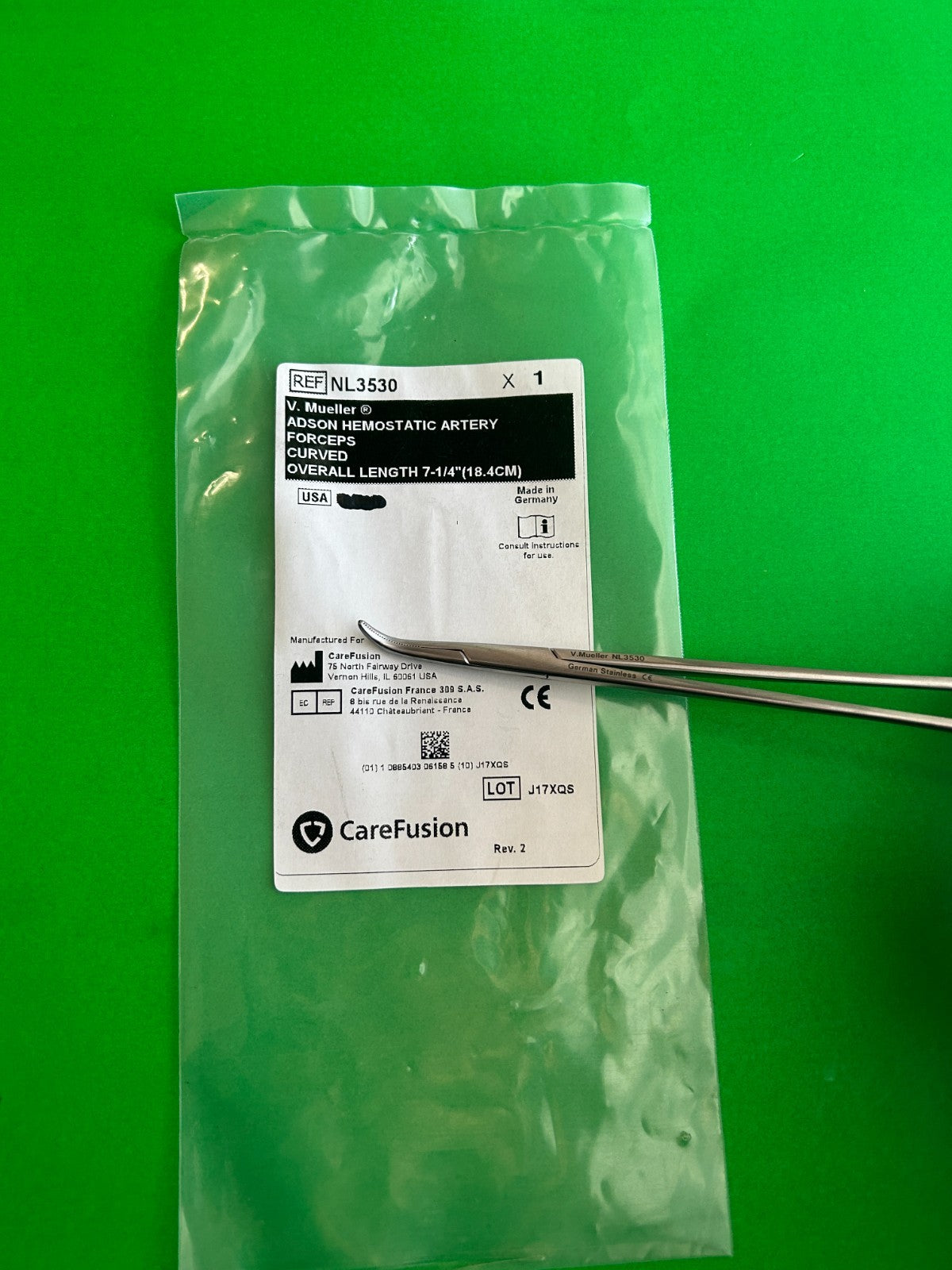 V.Mueller ADSON HEMOSTATIC ARTERY FORCEPS CURVED 7-1/4"