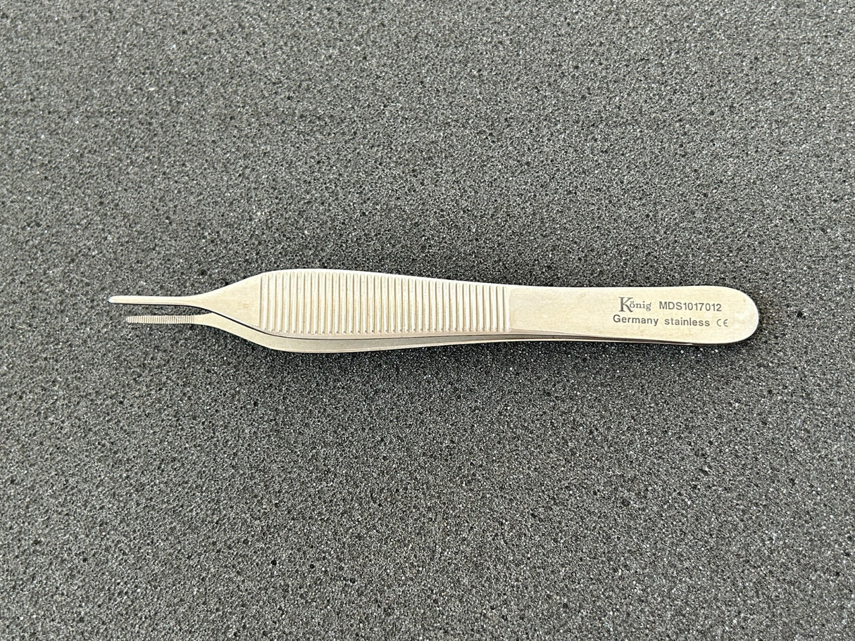 Konig MDS1017012 Adson Serrated Dressing Forceps, Micro, 4.75"