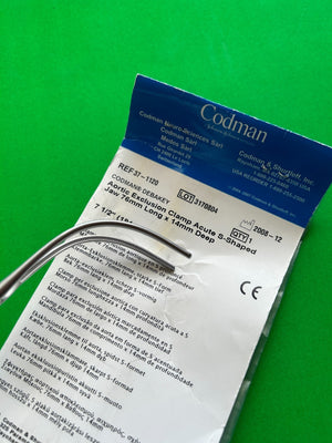 Codman 37-1120 DEBAKEY Aortic Exclusion Clamp S-Shaped Jaw 76mm x 14mm