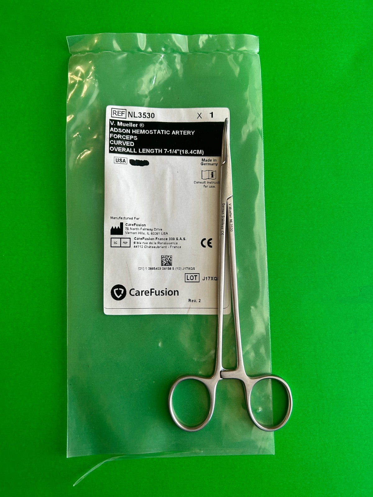 V.Mueller ADSON HEMOSTATIC ARTERY FORCEPS CURVED 7-1/4"